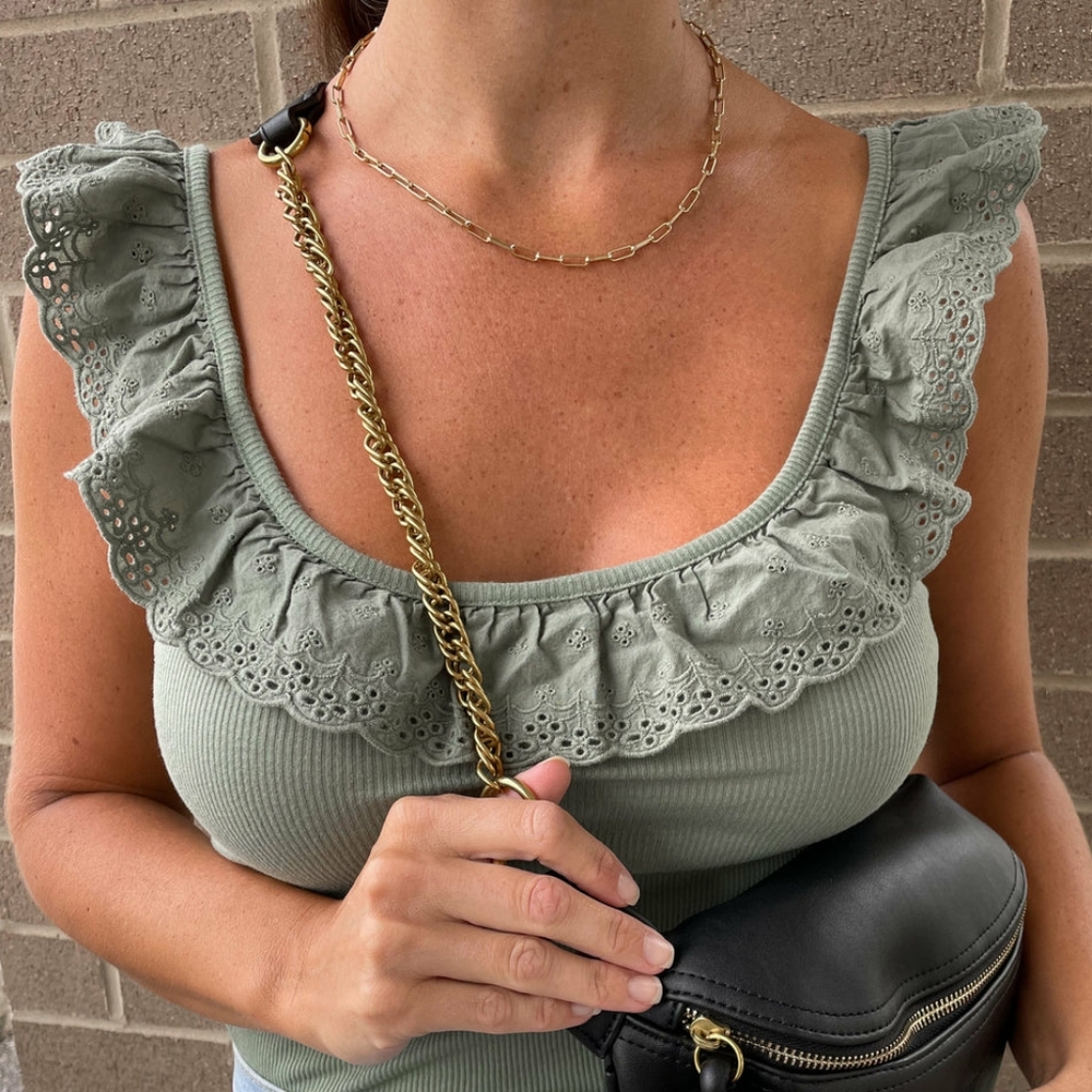 Ruffle Ribbed Top